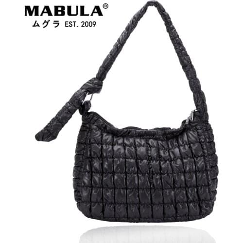 Fashion Knot Strap Cotton Feather Down Crossbody Pillow Bags for Women Regular Geometric Winter Warm Handbag 2021 MABULA