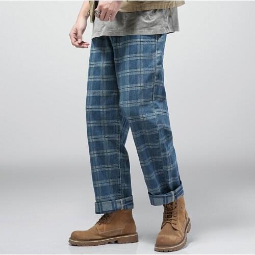 Men Jeans trousers Man Streetwear Peto Vaquero Hombre Men Pants Trousers Pantalon De Hombre Jeans Homme Comfort Loose Lattice