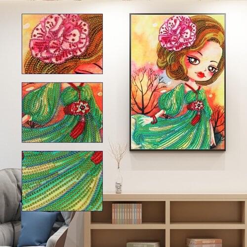 DIY 5D Special Shaped Diamond Painting Partial Round Drill Kits Rhinestone Picture Art Craft Home Wall Decoration 30x40cm Girl