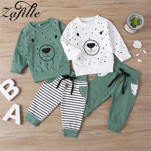 ZAFILLE Cute Bear Baby Clothes Set Cartoon Kids Boys Girls Tracksuit Casual Top and Pants Toddler Chidlren Clothing Set
