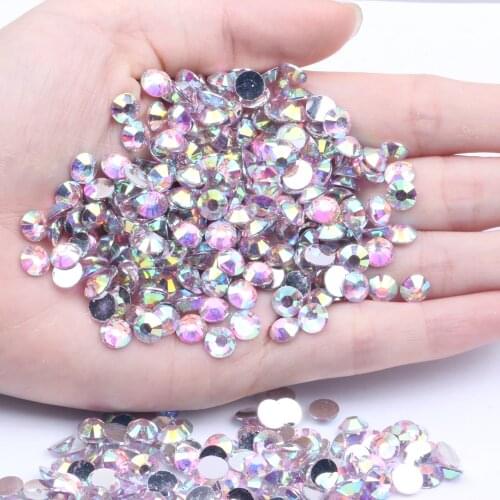 New Resin Rhinestones Light Pink AB 2mm-6mm Flatback Non Hotfix For Nails Art Decoration DIY 3D Jewelry Making