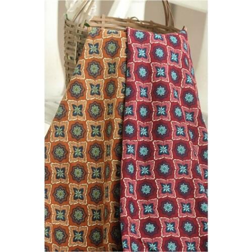 Pure Cotton Sanding Clothing Dress Robe Shirt Fabric Handmade Fabric Lingge Retro Old Flower Retro Fabric