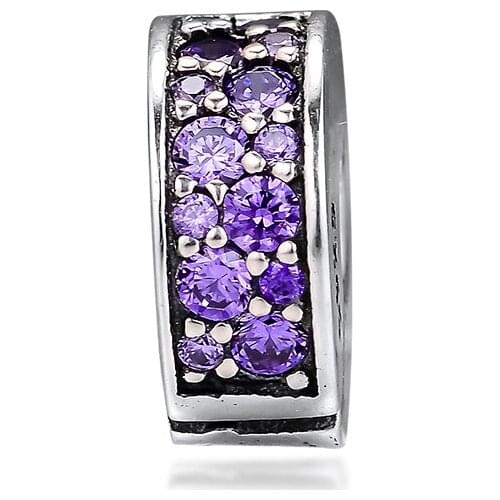 Fits for Pandora Charms Bracelets Shining Elegance Clip Beads 100% 925 Sterling Silver Jewelry with Purple CZ Free Shipping