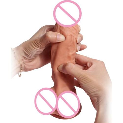 Lifelike Realistic soft silicone Dildo 7.87 inch Strapless Dildos Double Real Skin Big Dick Woman Masturbator Penis Artificial