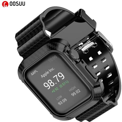 For Apple Watch Band 44mm Watchband Carbon Fiber+Watch Case Belt Loop Band Casual Watch Correa Strap Wristband for Iwatch