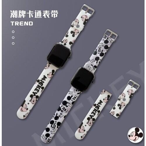Disney Mickey Strap for Apple Watch Series 4 5 6 3 2 SE Luxury Wristband for I Watch 38 40 42 44 mm Replacement Strap Gift