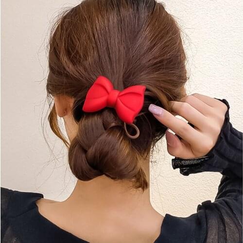 Korean Style Fashion Hot Selling New Arrival Hair Band Acrylic Bowknot Hair Rope High Elastic Hair Rings Girls Pony Tail Gifts