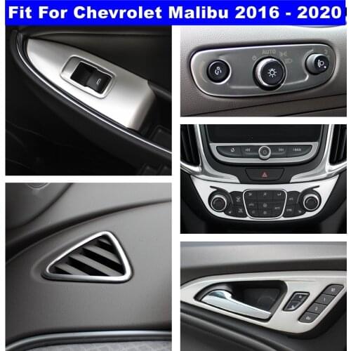 Silver Door Bowl / Lift Button / Head Lamps / Dashboard Air AC Panel Cover Trim For Chevrolet Malibu 2016 - 2020 Car Accessories