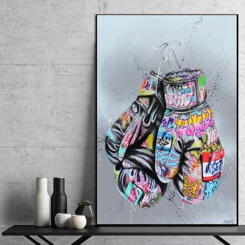 Street Art Paintings Print On Canvas Wall Graffiti Art Boxing Gloves Canvas Posters And Prints Art Wall Pictures Decor Cuadros