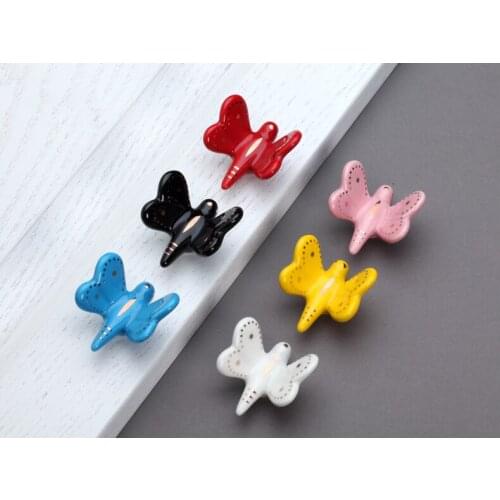 UNILOCKS New High Quality Ceramic Butterfly Single Hole Cabinets Handle/Pull Handle Knob