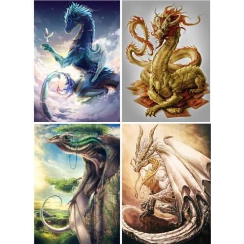 4 Pack Dragon 5D DIY Diamond Painting Kits Full Drill Rhinestone Embroidery Cross Stitch Home Decor Craft Dropshipping