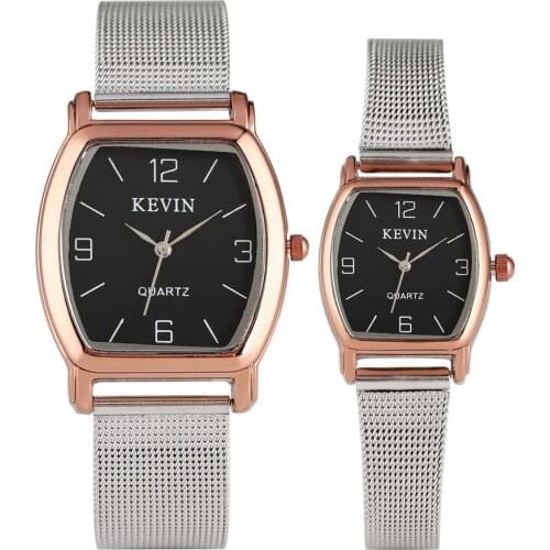 KEVIN Couple Watch Stainless Steel Watch Men Women Quartz Casual Wristwatch Lovers Watches Gifts Pin Buckle Watch Band New 2019