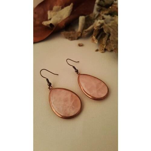 Dr Stone Natural Stone Women 'S Pink Quartz Vintage Bronze Earrings Z121AR36 212169312