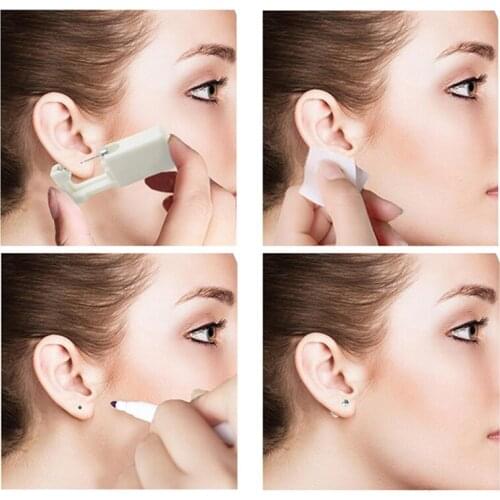 Disposable No Pain Safe Sterile Ear Stud Piercing Gun Kit Nose Stud Piercing Tool Kit Build In Steel Stud Earring Brand New