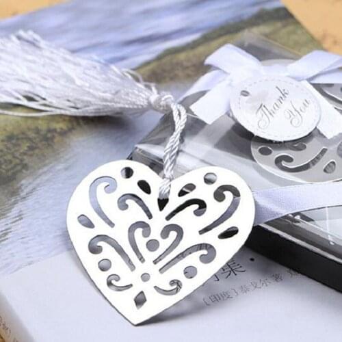 100PCS Cute Silver Metal Peach Heart Memo Stationery Bookmark Baptism Religious Graduation Wedding Baby Shower Party Favor Gift