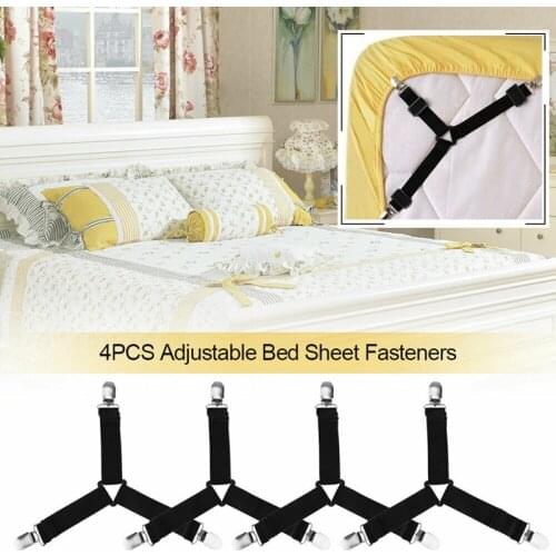 4Pcs/Set Adjustable Triangle Bed Sheet Fasteners Elastic Clips Mattress Fastener Straps Blanket Grippers Holder