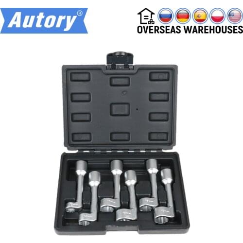 6PCS 1/2" Drive L-Type Open Ended Ring Wrench Socket Wrench for Loosen Tighten Nuts Bolts Fuel Injector 12/14/16/17/18/19mm