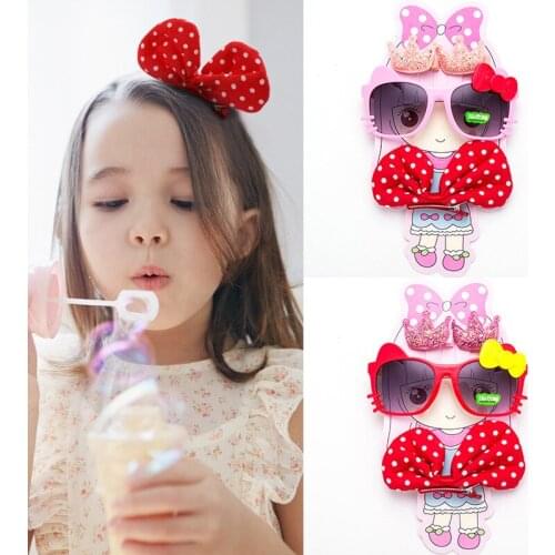 AILELINA 4pcs/lot Cute Girls Princess Childrens Headdress Hairpins Bow Hair Accessories Sunglasses Model Hair Accessories