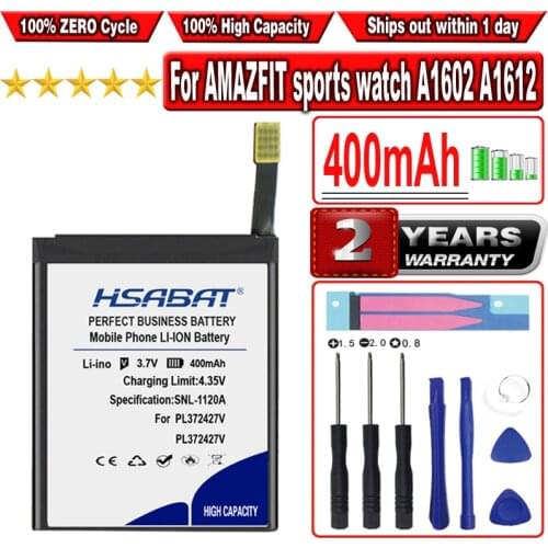 HSABAT 400mAh PL372427V Battery for Huami AMAZFIT sports watch A1602 A1612