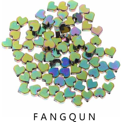 5colors Natural Stone Hematite Beads Bright Heart shape 6mm Plated beads for DIY Necklace Bracelet Jewelry Making Accessories