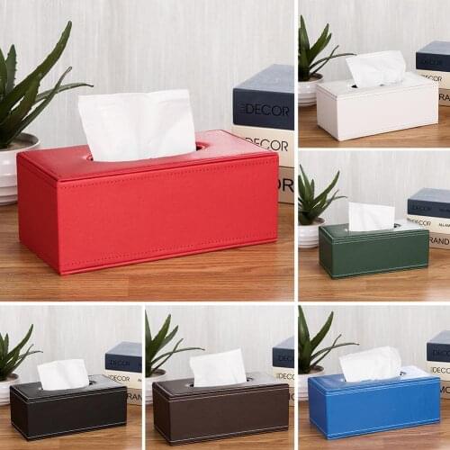 Household Faux Leather Tissue Box Car Tissue Paper Holder Storage Case Hotel Restaurant Paper Towel Dispenser
