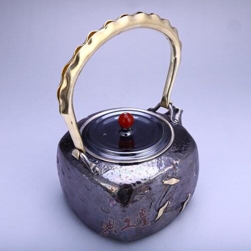 Teapot, stainless steel teapot, silver teapot, hot water teapot, teapot 1000ml water, kung fu tea set