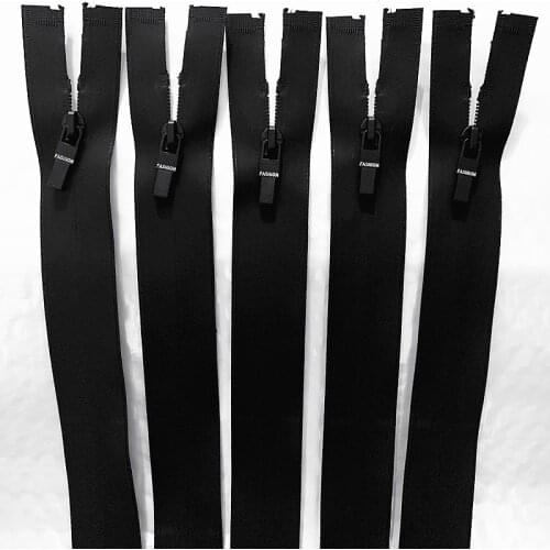 5 Pieces of 20-70cm 3# Open End Black Waterproof TPU Nylon Zipper, Used For Handicrafts, Sewing Bags, Clothing Accessories