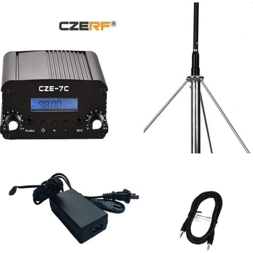 CZE-7C 1W 7W Wireless FM Transmitter Radio PLL Stereo LCD with outdoor antenna kits