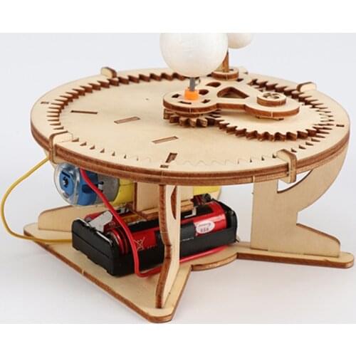 Wooden Electric Space Instrument Assembled Model DIY Kids Assembling Toy Science Experiment Kit Educational Gift