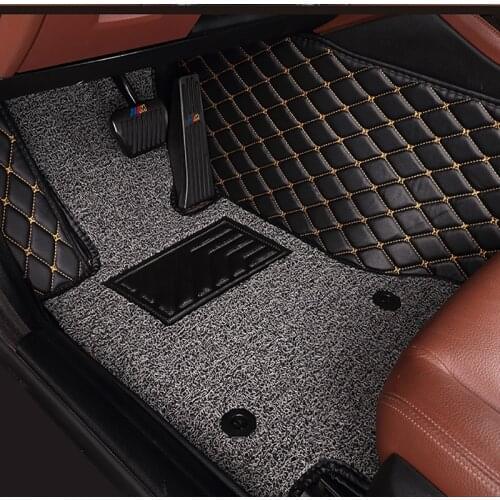 Custom Double layer car floor mats for Skoda kodiaq superb fabia octavia rapid yeti KAROQ KAMIQ all models car mats 5 seat