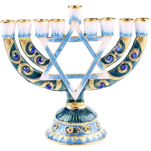 Hanukkah Star Menorah David Candelabra Candle Candlestick Holder Hand Paited Home Decoration Party Festival Candleholder