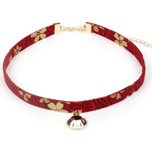 Classic Japanese Style Ribbon Rope Doll Choker Cute Romantic Women Girls Bird Cat Carp Pendant Short Necklace Jewelry