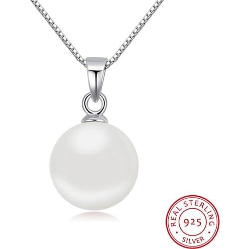 Classic Pearl Pendant Necklace Crystals From Swarovski Simple Trendy Collars Real S925 Silver Fine Jewelry For Women Girls Gift