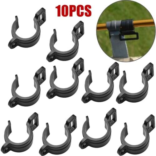 10Pcs Tent Hook C Shape Outdoor Camping Caravan Awning Tent Pole Plastic Inner Hanger Clips Tent Accessories Black