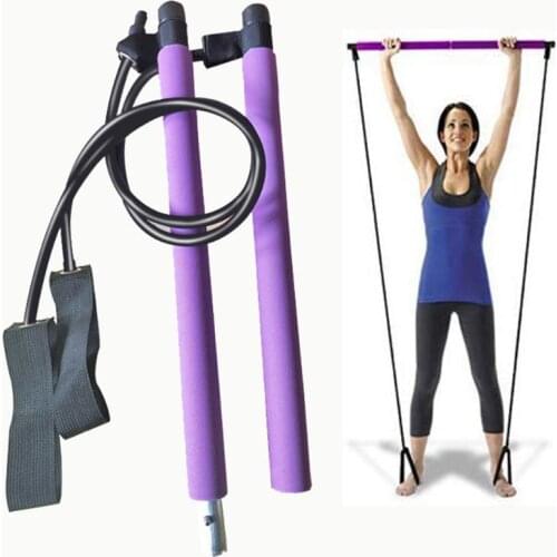 Multi-functional Yoga Pull Rods Portable Gym Pilates Bar with Resistance Band for Chest-expanding Fitness Workout