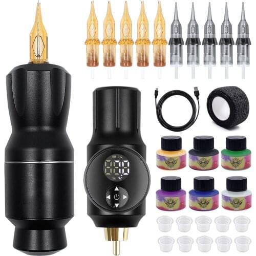 Tattoo Machine Kit Set Wireless Tattoo Power Supply Tattoo Pen Kit for Tattoo Beginners Professional Complete Tattoo Kit
