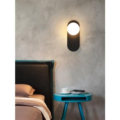 Nordic oval glass ball wall lamps bedroom bedside study living room European lamp hotel bathroom mirror sconces lights fixtures