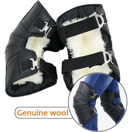 Genuine Leather Wool Motorcycle Knee Pads Leg Warm Protector Armor Safe Stripe Motocross Guard Brace Winter Outdoor Riding