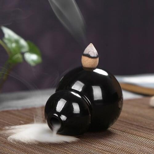 Backflow Small Incense Burner Gourd Incense Plate Incense Burner Ceramic Aromatherapy Stove Tea Green Glaze
