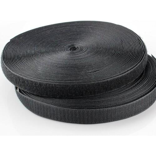 25mm ( 1" ) Nylon Fasten None Adhesive Hook and Loop Black Cable Tie Sugru Sew on Cinta Nylon Dual Tape 25meter
