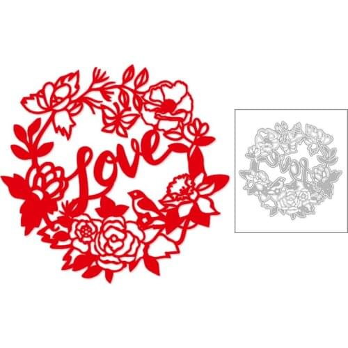 2020 New Valentine Metal Cutting Dies Wreath and English Word Love Die Cut Scrapbooking For Craft Card Paper Making no Stamp Set