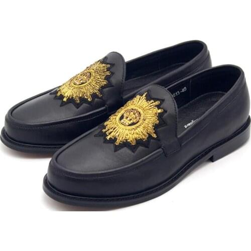 New handmade fashion genuine leather slip on black casual shoes for men loafers men shoes business shoes