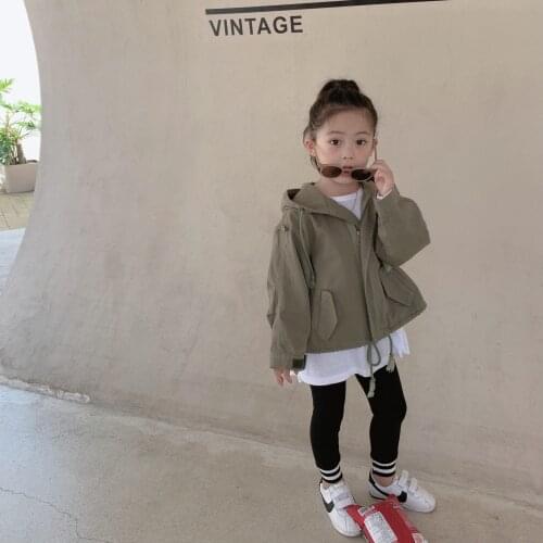 Autumn New Childrens Jacket Korean Kids Boys And Girls Fashion Hooded Windbreaker Casual Solid Baby Trench Coats Kids Outerwear