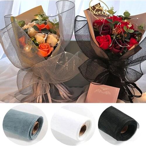 Translucent Waterproof Flowers Wrapping Paper Gauze Square Grid Hard Gauze Plain Flower Packaging Paper Wedding Decor
