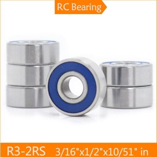 FUSHI R3-2RS Bearings Blue Sealed Inch Size , ABEC-3 R3RS Shaft Ball Bearing R3 Parts For Hobby RC Car Truck , Pick of 6 Pcs