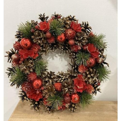 For Farmhouse Decoration Christmas Garland Round Wreath Restaurant Ornament Dried Flowers Home Door Wall Wreath Ring