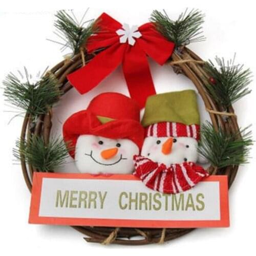 Christmas Decoration Snowman Christmas Wreath 30cm Fabric Santa Wreath