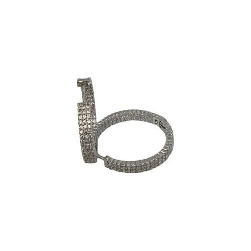 Zircon Cubic Zirconia Hoop Earrings Silver Plated