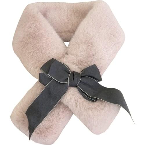 New Butterfly Winter Women Faux Fur Scarf Warm Plush Neck-Cross Collar Wraps Sjaal Voor Dames Bufandas Mujer Encharpe Szalik