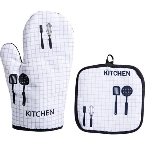 Cute Microwave Glove Oven Glove Potholder Mat Non-slip Heat Resistant Oven Mitts Heat Insulation Pad For BBQ Or Kitchen
